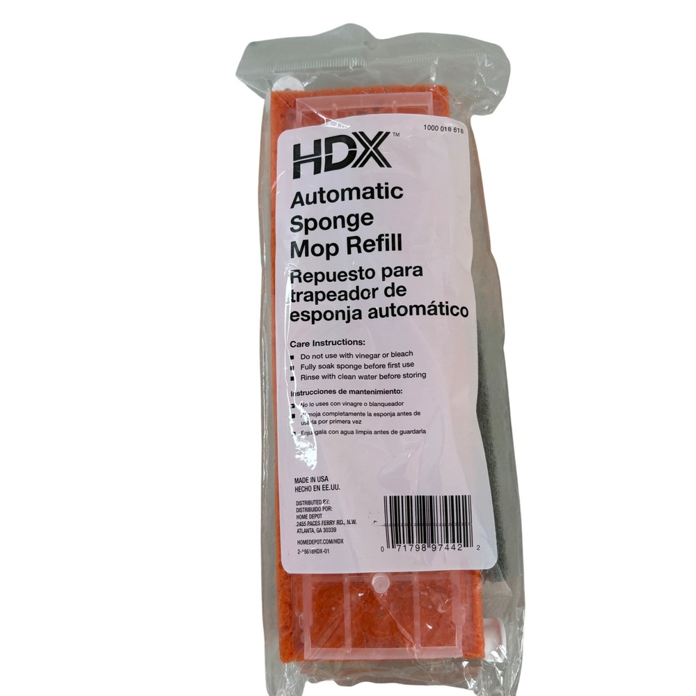 HDX Automatic Sponge Mop Refill 9in Orange Cellulose Fits Type S 1000018618